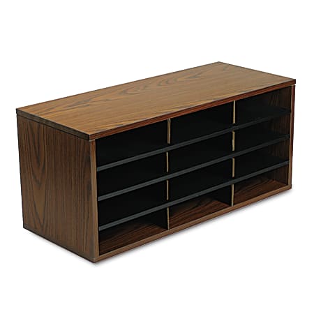 Fellowes® 12-Compartment Desktop Organizer, 12 15/16" x 11 7/8", Medium Oak