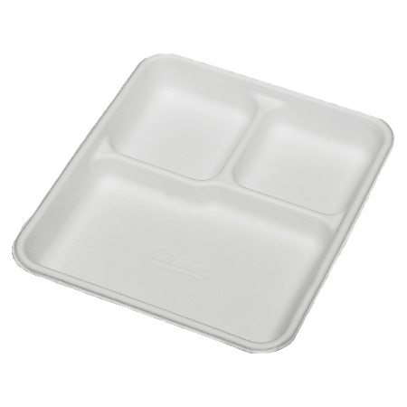 SKILCRAFT® 3-Compartment Disposable Plates, 8" x 10", 100% Recycled, White, Carton Of 500 (AbilityOne 7350-00-926-9233)