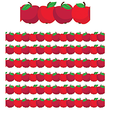 Eureka School Extra-Wide Deco Trim, Die-Cut, Apple, 37’ Per Pack, Set Of 6 Packs