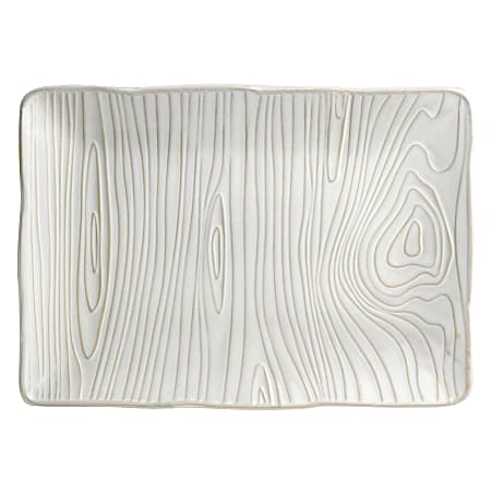 Martha Stewart Stoneware Wood Serving Plate, 14", Off-White
