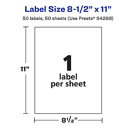 Avery Glossy Permanent Labels 94269 WGP50 Rectangle 8 12 x 11 White ...