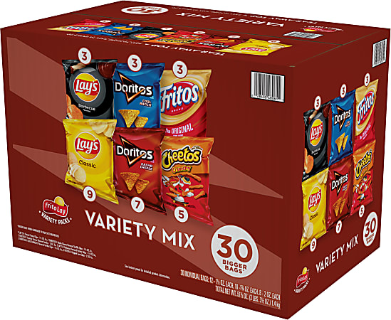 Frito-Lay® Variety Pack, Classic Chips, 1.0 Oz, Pack of 30 Bags