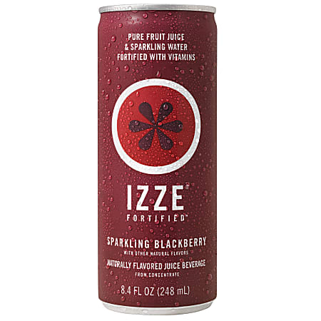 Izze Sparkling Juice, Blackberry, 8.4 Oz, Case Of 24