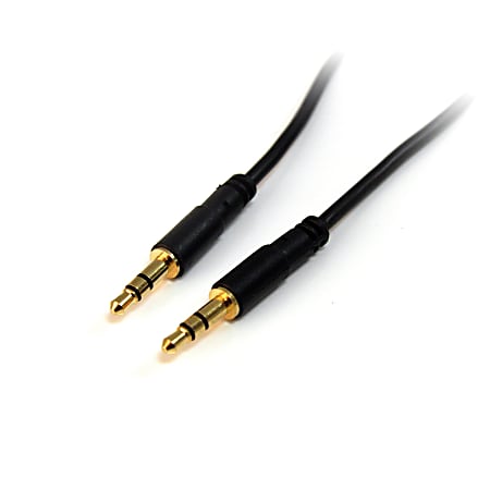 StarTech.com 15 ft Slim 3.5mm Stereo Audio Cable - M/M - Mini-phone Male Stereo Audio - Mini-phone Male Stereo Audio - 15ft - Black