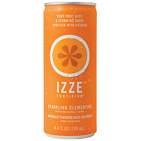 Izze Sparkling Juice, Clementine, 8.4 Oz, Case Of 24
