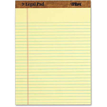Office Depot Brand Writing Pads 8 12 x 11 34 LegalWide Ruled 50 Sheets  Canary Pack Of 12 Pads - Office Depot