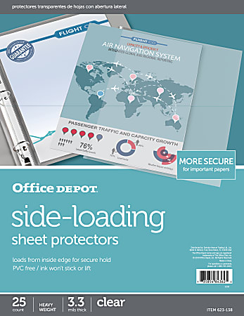 Office Depot® Brand Side-Loading Sheet Protectors, 8-1/2" x 11", Clear, Pack Of 25