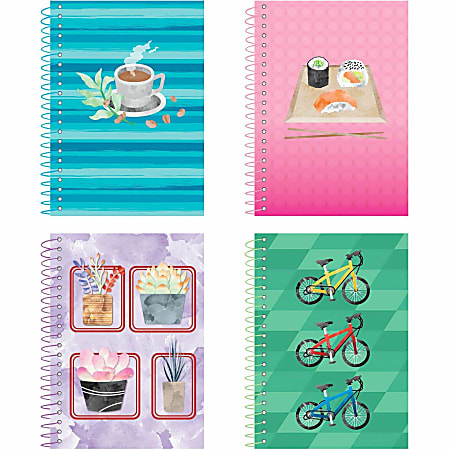 Roaring Spring Lifenotes Memo Spiral Notebook, 7" x 5", 80 Sheets, Assorted Colors, Pack Of 4