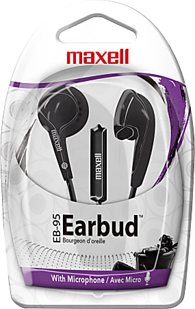 Maxell® EB-95 Earbuds With Microphone, Black