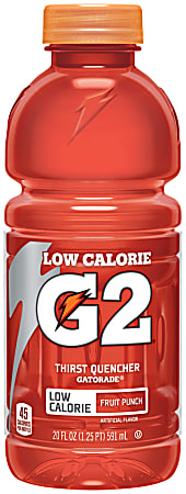 Gatorade G2 Low-Calorie Thirst Quencher, Fruit Punch, 20 Oz, Pack Of 24