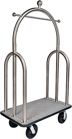 CSL Trident Luggage Cart, 77"H x 44"W x 24"D, Silver/Gray