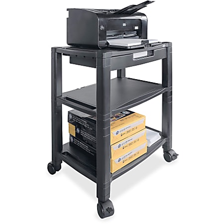 Kantek Mobile 3-Shelf Printer/Fax Stand - 75 lb Load Capacity - 3 x Shelf(ves) - 24.5" Height x 20" Width x 13.3" Depth - Floor - Black