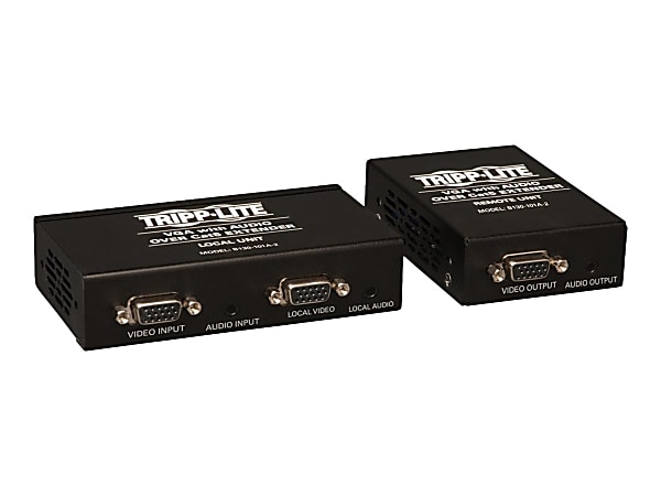 Tripp Lite VGA & Audio over Cat5/Cat6 Video Extender Kit Transmitter Receiver TAA GSA - 1 Input Device - 2 Output Device - 1000 ft Range - 2 x Network (RJ-45) - 1 x VGA In - 2 x VGA Out - 1920 x 1440 - Twisted Pair - Category 6 - Wall Mountable