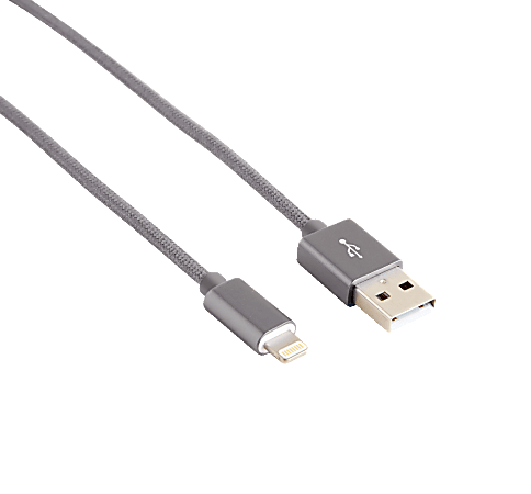 Ativa® Braided Lightning Cable, 6', Gray, 38605