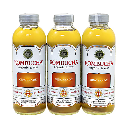GT's Organic Raw Kombucha Gingerade, 16 Oz, Pack Of 6