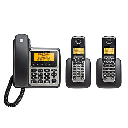 Motorola® M803C 3 Handsets DECT 6.0 Corded/Cordless Phone With Digital Answering System