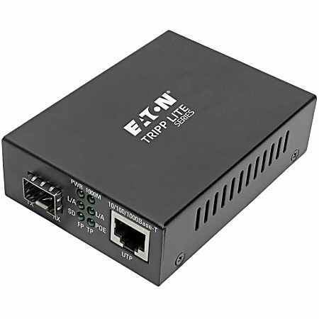 Eaton Tripp Lite Series Gigabit SFP Fiber to Ethernet Media Converter, POE+ - 10/100/1000 Mbps - Fiber media converter - N785P01SFP