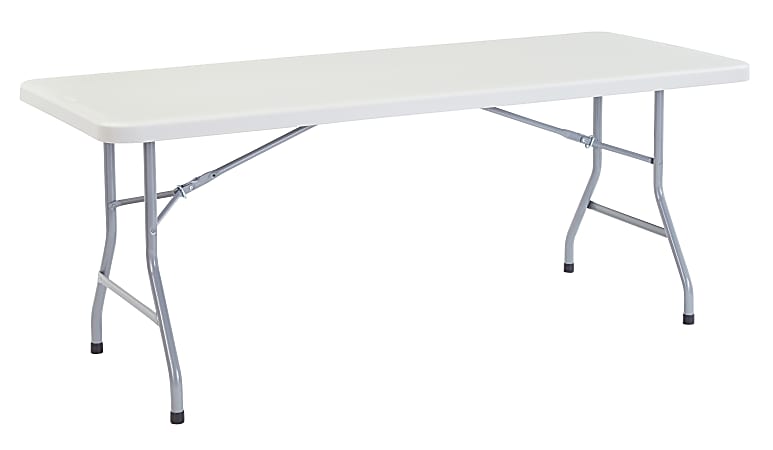 National Public Seating Blow-Molded Folding Table, Rectangular, 72"W x 30"D, Light Gray/Gray