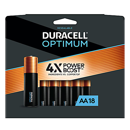 Duracell® Optimum AA Alkaline Batteries, Pack Of 18