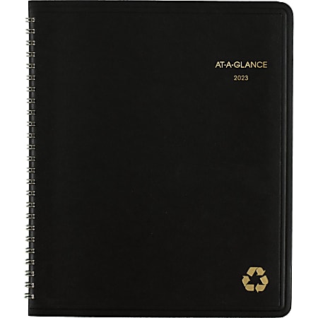 AT-A-GLANCE Recycled 2023 RY Monthly Planner, Black, Medium, 7" x 8 3/4"
