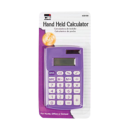 CLI 8-digit Hand Held Calculator - Dual Power, Non-slip Rubber Key - 8 Digits - Battery Powered - Assorted - 1 / Display Box CLI 8-digit Hand Held Calculator - Dual Power, Non-slip Rubber Key - 8 Digits - Battery Powered - Assorted - 1 / Display Box