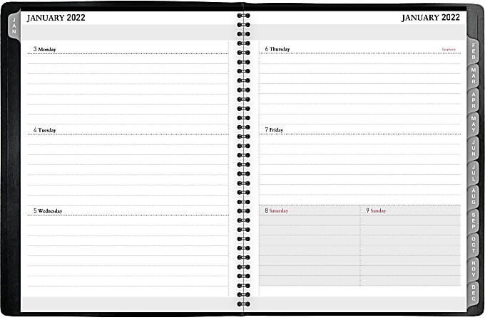 Office Depot WeeklyMonthly Planner 8 12 x 11 Black January To December ...