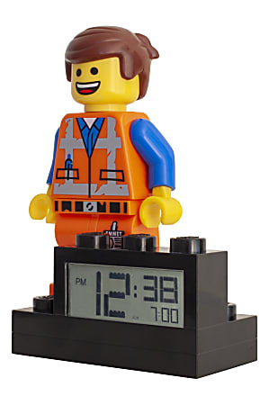 LEGO Movie 2 Emmet Minifigure Alarm Clock 8 14 H x 5 W x 3 18 D OrangeBlue - Office Depot