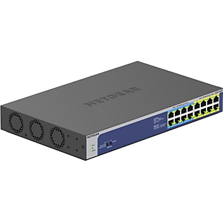 Netgear GS516UP Ethernet Switch - 16 Ports - 2 Layer Supported - 456.80 W Power Consumption - 380 W PoE Budget - Twisted Pair - PoE Ports - Desktop, Rack-mountable - Lifetime Limited Warranty