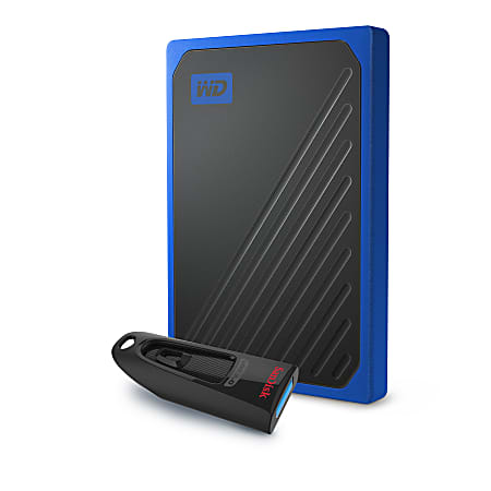 Monet omfavne paritet Western Digital My Passport Go 1TB Solid State Drive With SanDisk 64GB USB  Flash Drive WDBMCG0010BBT WEDP - Office Depot