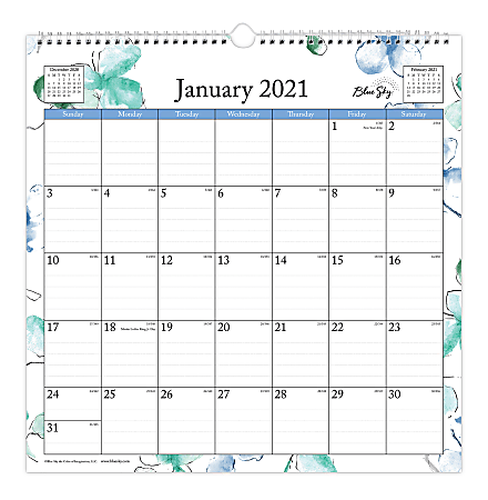 Blue Sky™ Monthly Wall Calendar 12 x 12 Lindley January To