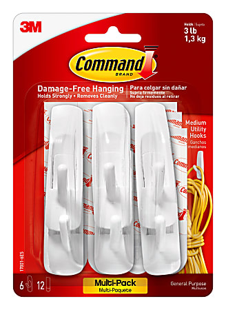 Command Medium Picture Hanging Strips Bulk Pack 50 Pairs 100 Command Strips  Damage Free White - Office Depot