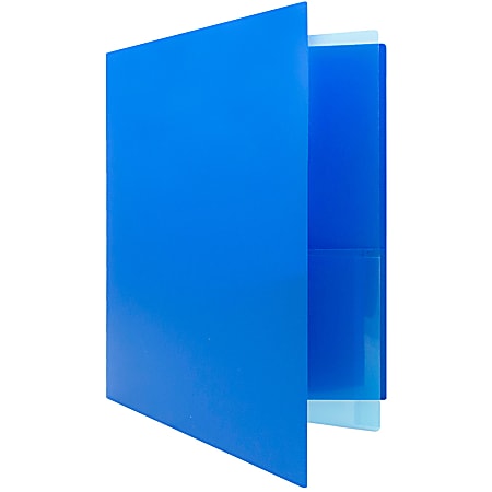 JAM Paper® Heavy Duty 4-Pocket Plastic Folders, 9 1/2" x 11 5/8", Blue, Pack Of 2