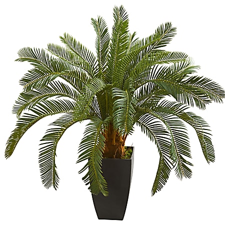 Nearly Natural 30"H Cycas Artificial Plant, 30"H x 12"W x 12"D, Black/Green