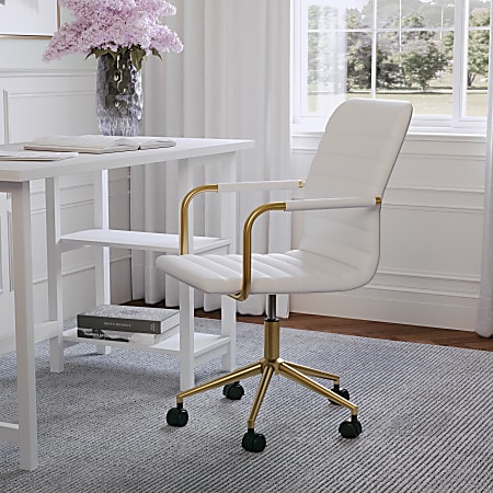 White desk chair with gold hotsell