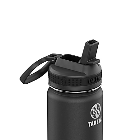 Takeya Actives Insulated Stainless Steel Water Bottle with Spout Lid, 24 oz,  Onyx