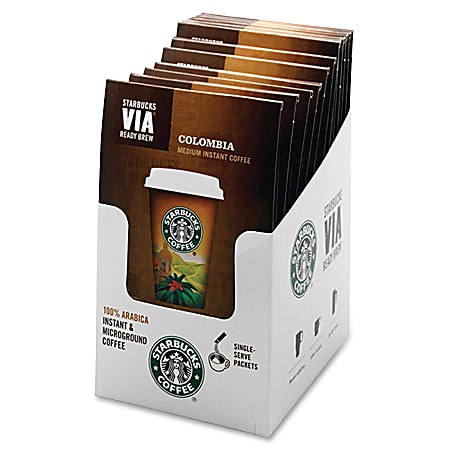 Starbucks® VIA™ Ready Brew Coffee, Colombian, 0.1 Oz Per Bag, Carton Of 8 Bags