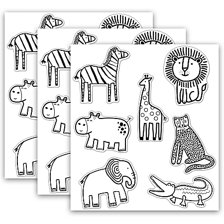 Carson Dellosa Education Cut-Outs, Schoolgirl Style Simply Safari Animals, 36 Cut-Outs Per Pack, Set Of 3 Packs