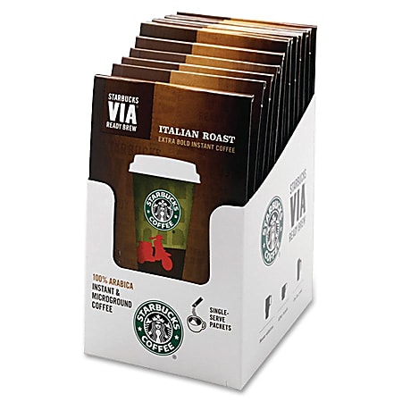 Starbucks® VIA™ Ready Brew Coffee, Italian Roast, 0.1 Oz Per Bag, Carton Of 8 Bags