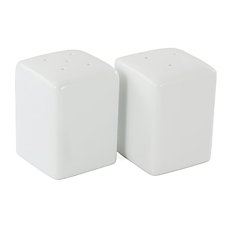 Our Table Simply White Porcelain Square Salt And Pepper Shakers, 3" x 2-1/4", White