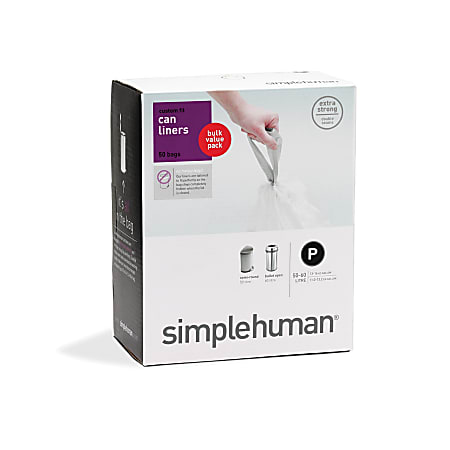 simplehuman Custom Fit Can Liners P 50 60L13 16g White Pack Of 50 - Office  Depot