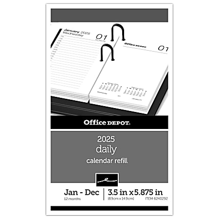 2025 Office Depot Daily Desk Calendar Refill, 3-1/2" x 6", Traditional, January 2025 To December 2025, SP717D5025