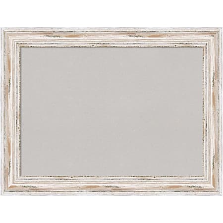 Amanti Art Rectangular Non-Magnetic Cork Bulletin Board, Gray, 33” x 25”, Alexandria White Wash Wood Frame