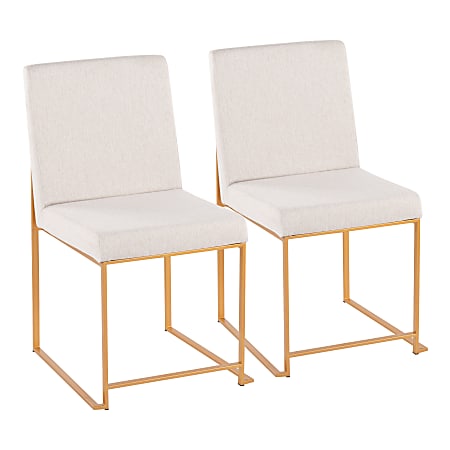 LumiSource High-Back Fuji Dining Chairs, Beige/Gold, Set Of 2 Chairs