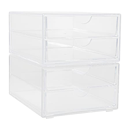 Martha Stewart Brody Plastic Stackable Office Desktop Organizer Boxes ...