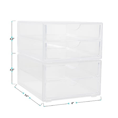 Life Story 3 Drawer Stackable Shelf Organizer Plastic Storage Drawers for  Bathroom Storage, Make Up, Or Pantry Organization, White (2 Pack)