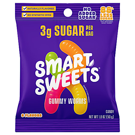 Smart Sweets Gummy Worms, 1.8 Oz, Total Qty 14