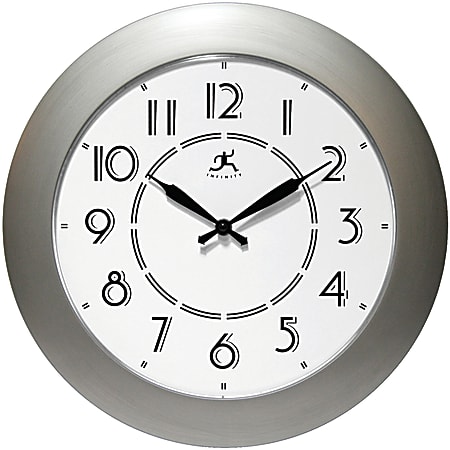 Infinity Instruments Berkeley 14 1/2" Round Wall Clock, Brushed Nickel