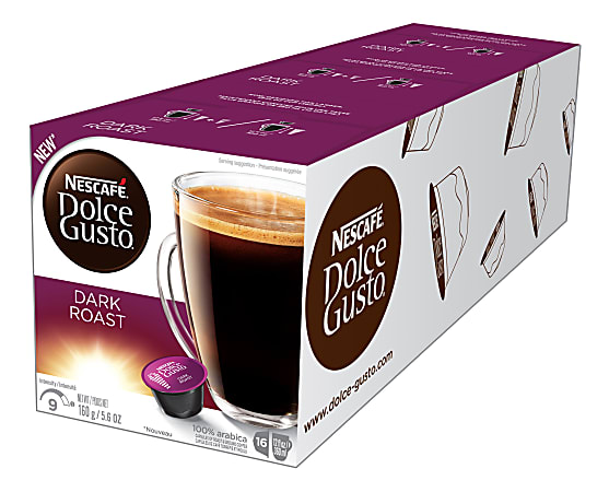 Nescafe® Dolce Gusto® Single-Serve Coffee Pods, Dark Roast, Carton Of 48, 3 x 16 Per Box