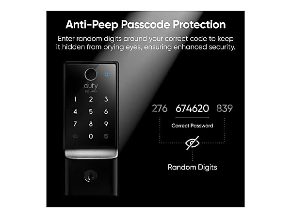 EUFY Smart Lock C210 - Door lock - combination, smartphone app, key - smart lock - touch keypad - Wi-Fi