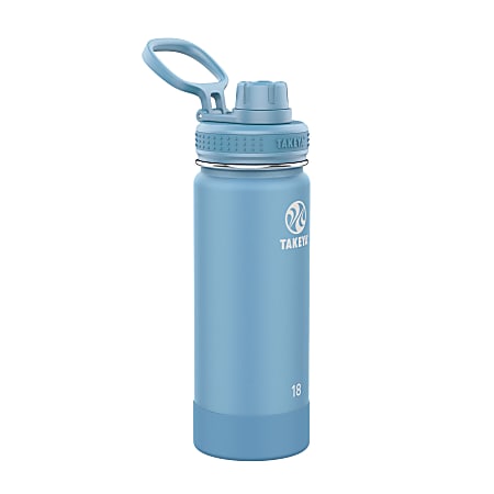 Takeya Actives Vacuum Insulated Stainless Steel Water Bottle With Spout Lid, 18 Oz, Bluestone